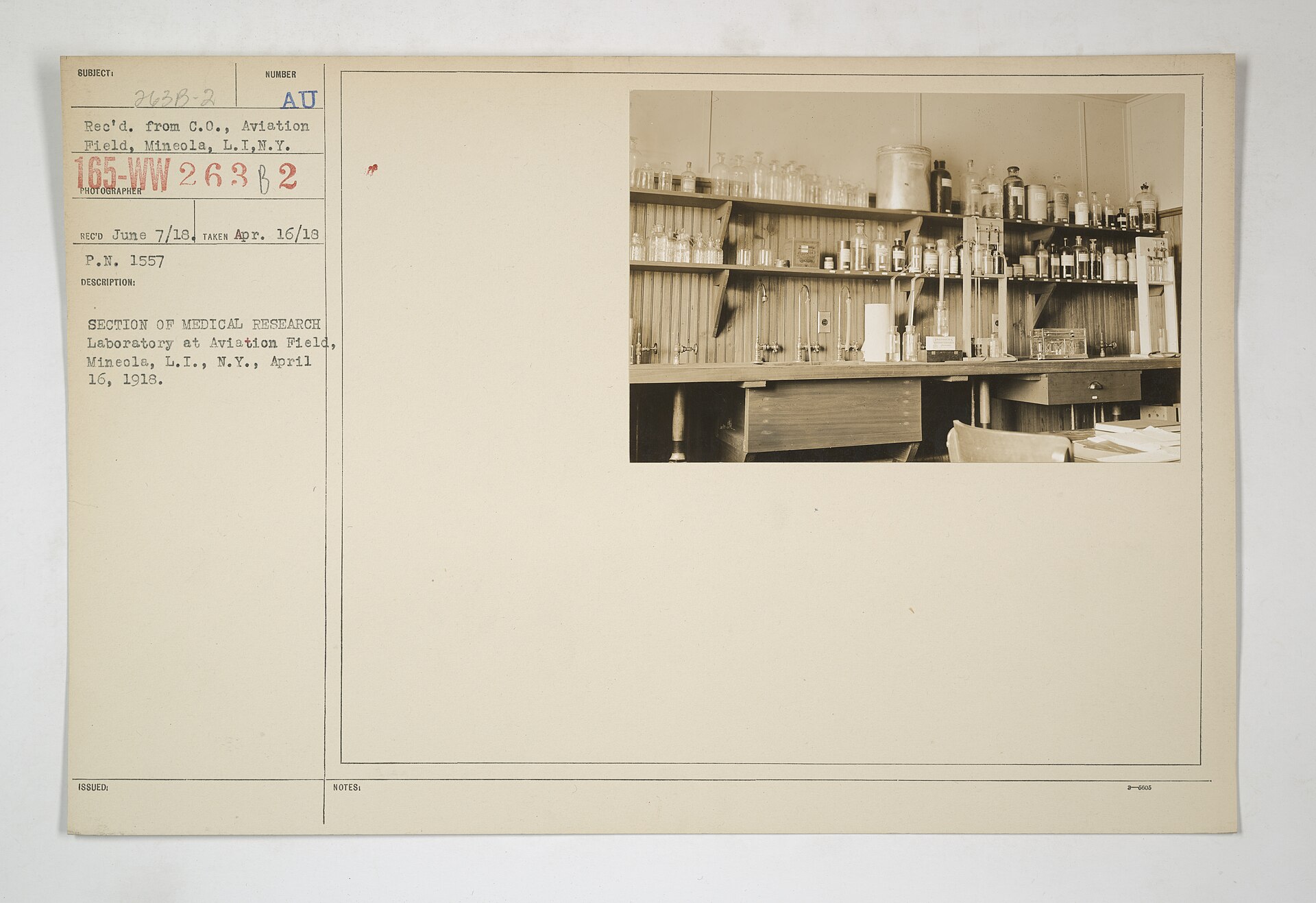 Medical Department - Research Work - Section of Medical Research Laboratory at Aviation Field, Mineola, Long Island, New York - NARA - 45497901