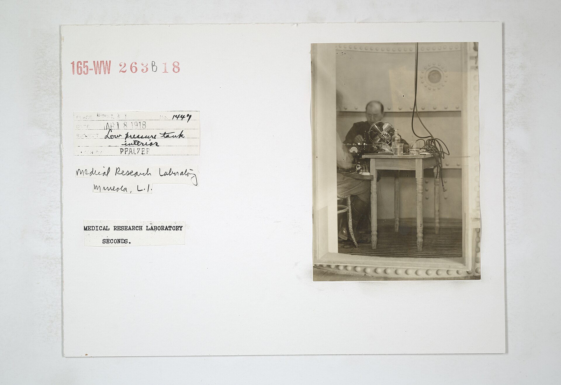 Medical Department - Research Work - Low Pressure Tank Interior, Medical Research Laboratory Seconds - NARA - 45497933